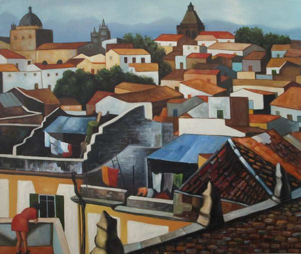 store falso d'autore I tetti di Palermo ALTA QUALITA' 100x120 cm di Guttuso